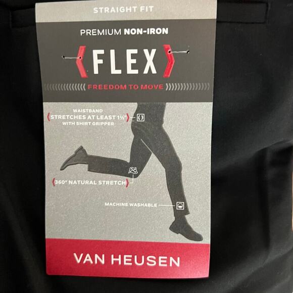 Van Heusen NWT Men's Black Dress Straight‎ Pants Size 34x32 - Picture 5 of 7